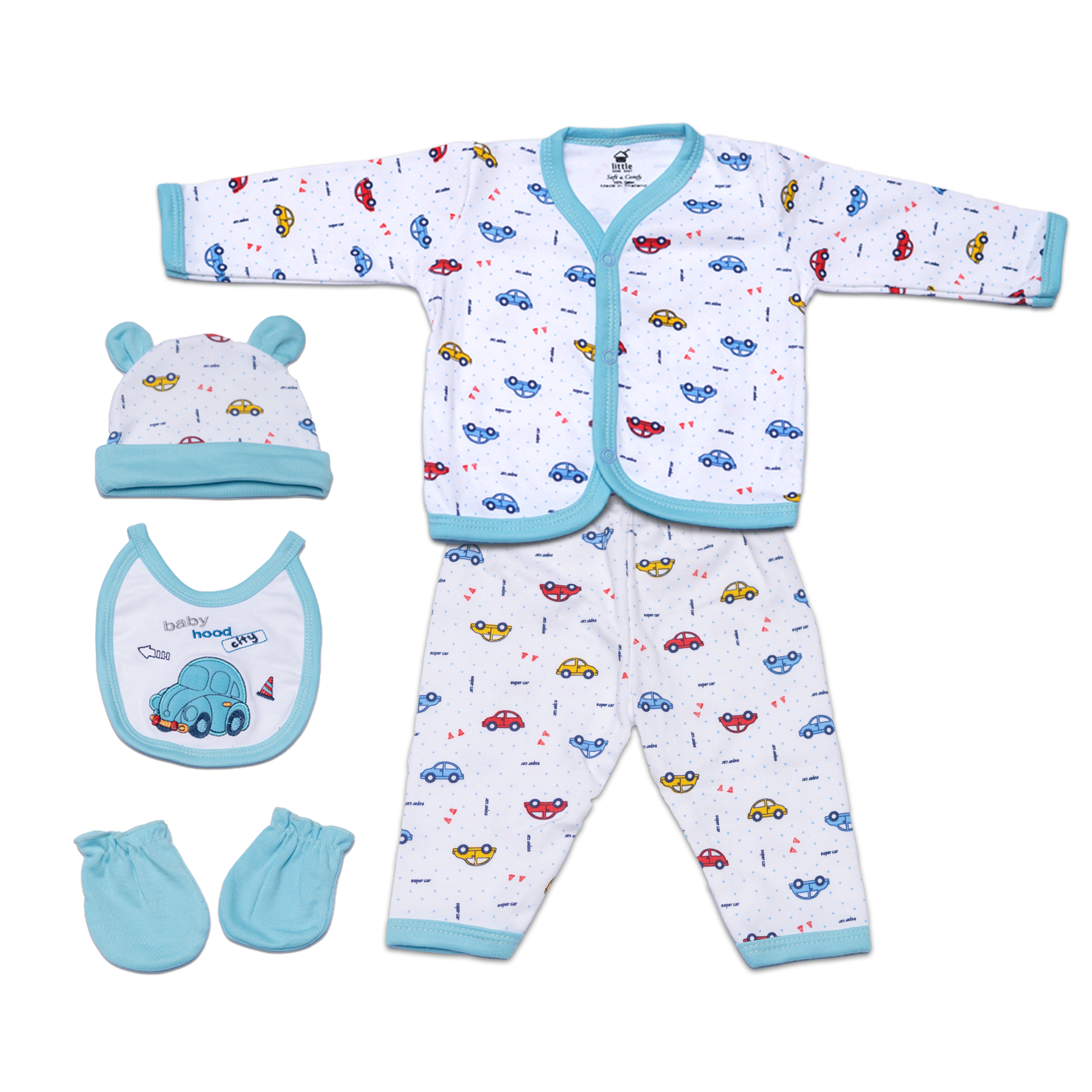 Tiny Textures Baby Outfit Set – Set of 5 (Blue)