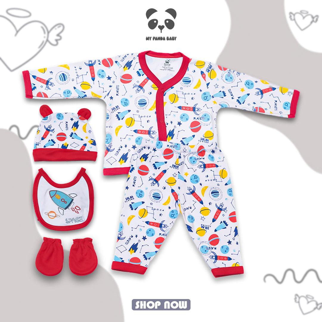 Tiny Textures Baby Outfit Set – Set of 5 (Red)